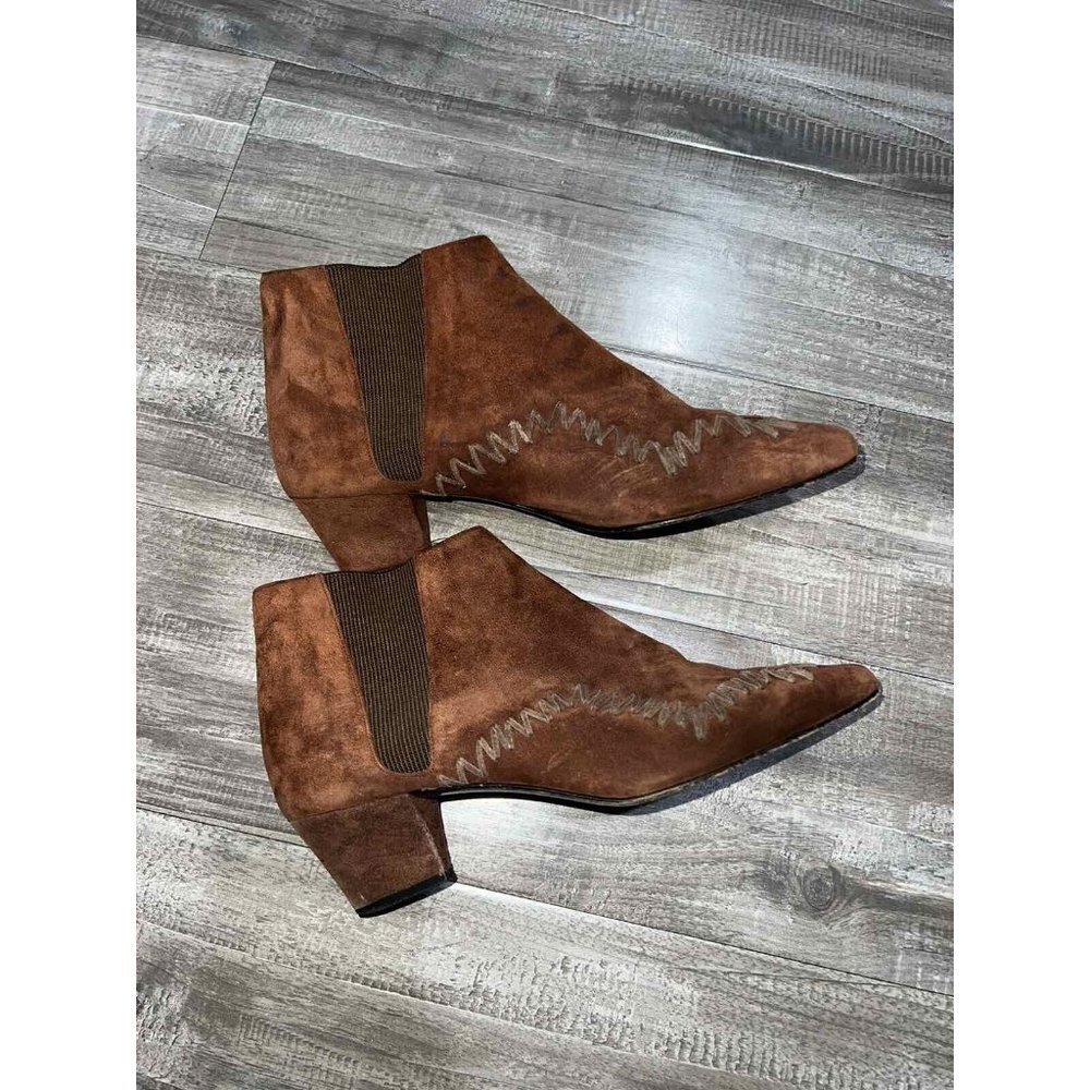 MARIO VALENTINO Ankle boots Women Brown Size 7 Italy Boots Suede - Picture 3 of 6
